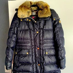 VINCE CAMUTO FAUX FIR TRIM HOODED DOWN PUFFER COAT